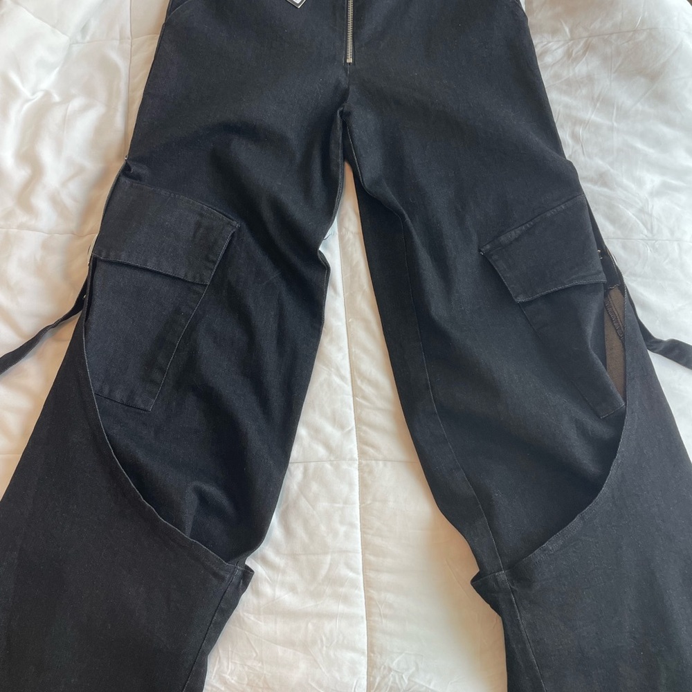 BY.DYLN Black Cargo Jeans with Buckle Detailing - Revolve